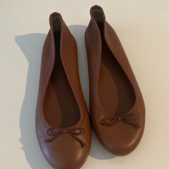 J. Crew Brown Leather Bow Ballet Flats Size 8.5 - Picture 2 of 7